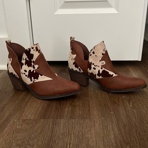 Cow Print Light Brown Bootie - Never Worn!